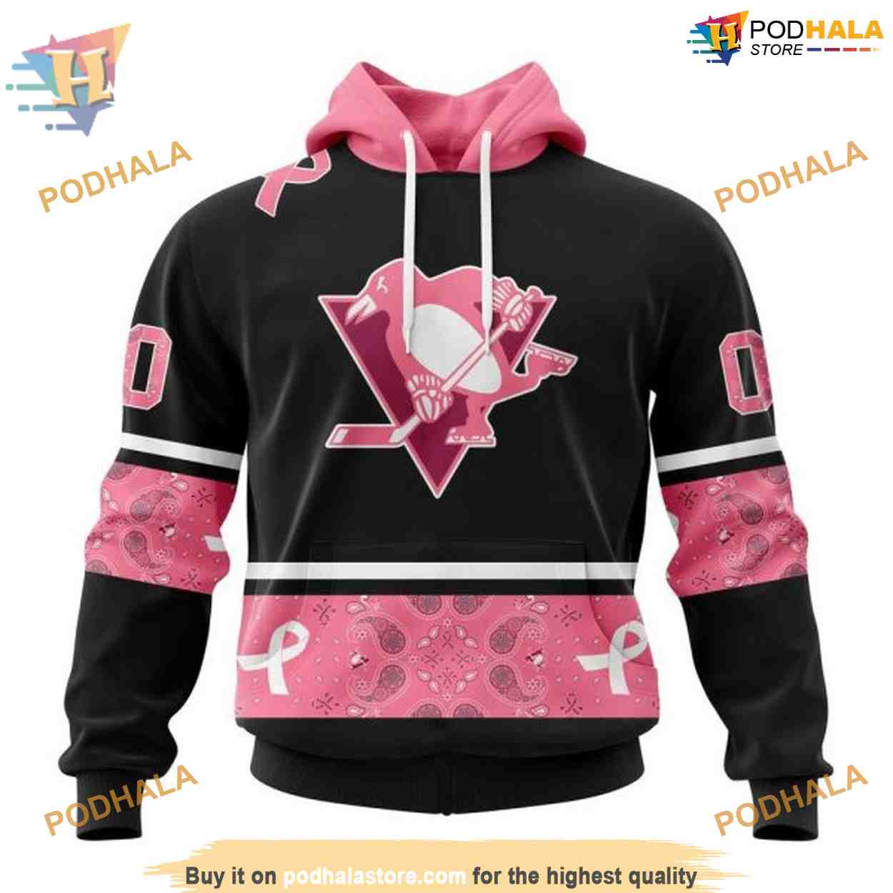 Custom Design PINK BREAST CANCER NHL Pittsburgh Penguins Hoodie 3D Custom Design PINK BREAST CANCER NHL Pittsburgh Penguins Hoodie 3D