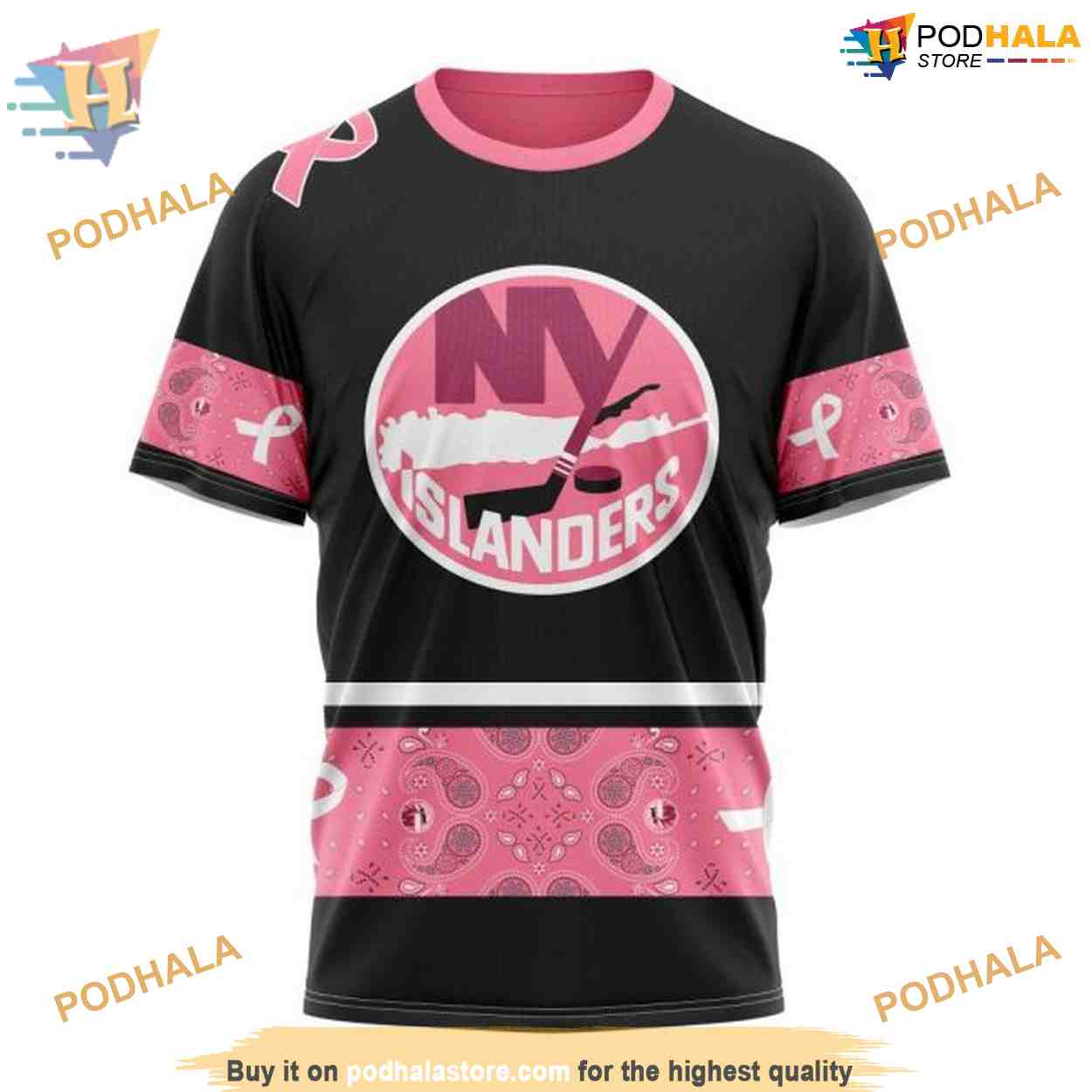 Custom Design WE WEAR PINK BREAST CANCER NHL New York Islanders Hoodie 3D Custom Design WE WEAR PINK BREAST CANCER NHL New York Islanders Hoodie 3D