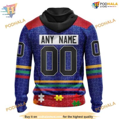 Custom Design With Autism Concept NHL New York Rangers Hoodie 3D