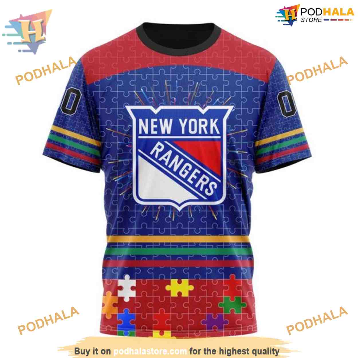 Custom Design With Autism Concept NHL New York Rangers Hoodie 3D Custom Design With Autism Concept NHL New York Rangers Hoodie 3D