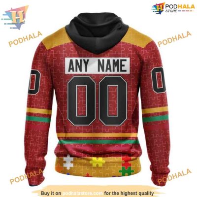 Custom Design With Fearless Aganst Autism Concept NHL Calgary Flames Hoodie 3D