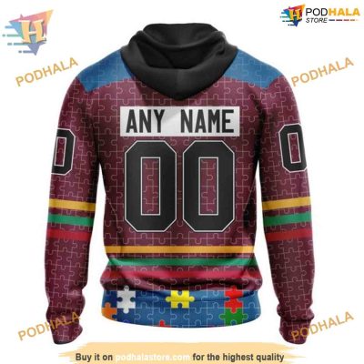 Custom Design With Fearless Aganst Autism Concept NHL Colorado Avalanche Hoodie 3D