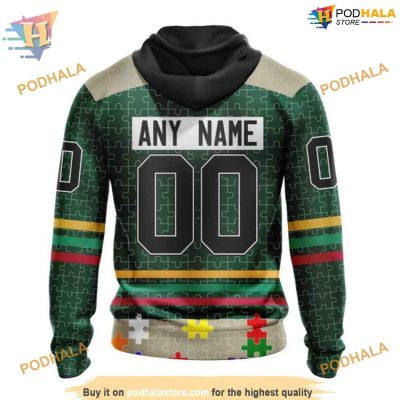 Custom Design With Fearless Aganst Autism Concept NHL Minnesota Wild Hoodie 3D