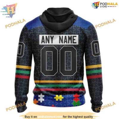 Custom Design With Fearless Aganst Autism Concept NHL Vancouver Canucks Hoodie 3D