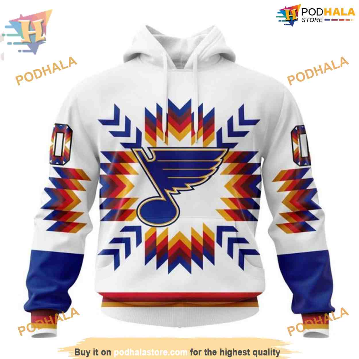 Custom Design With Native Pattern NHL St. Louis Blues Hoodie 3D Custom Design With Native Pattern NHL St. Louis Blues Hoodie 3D