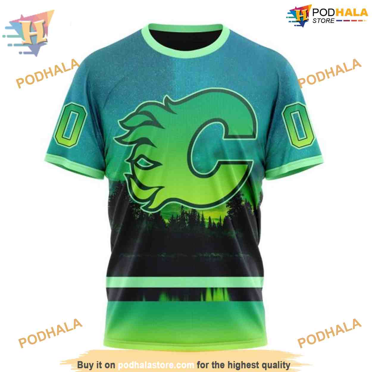 Custom Design With Northern Light Full Printed NHL Calgary Flames Hoodie 3D Custom Design With Northern Light Full Printed NHL Calgary Flames Hoodie 3D