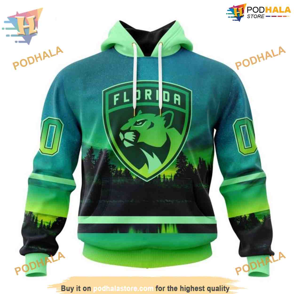 Custom Design With Northern Light Full Printed NHL Florida Panthers Hoodie 3D Custom Design With Northern Light Full Printed NHL Florida Panthers Hoodie 3D
