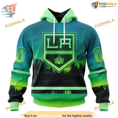Custom Design With Northern Light Full Printed NHL Los Angeles Kings Hoodie 3D