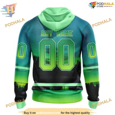 Custom Design With Northern Lights NHL Minnesota Wild Hoodie 3D