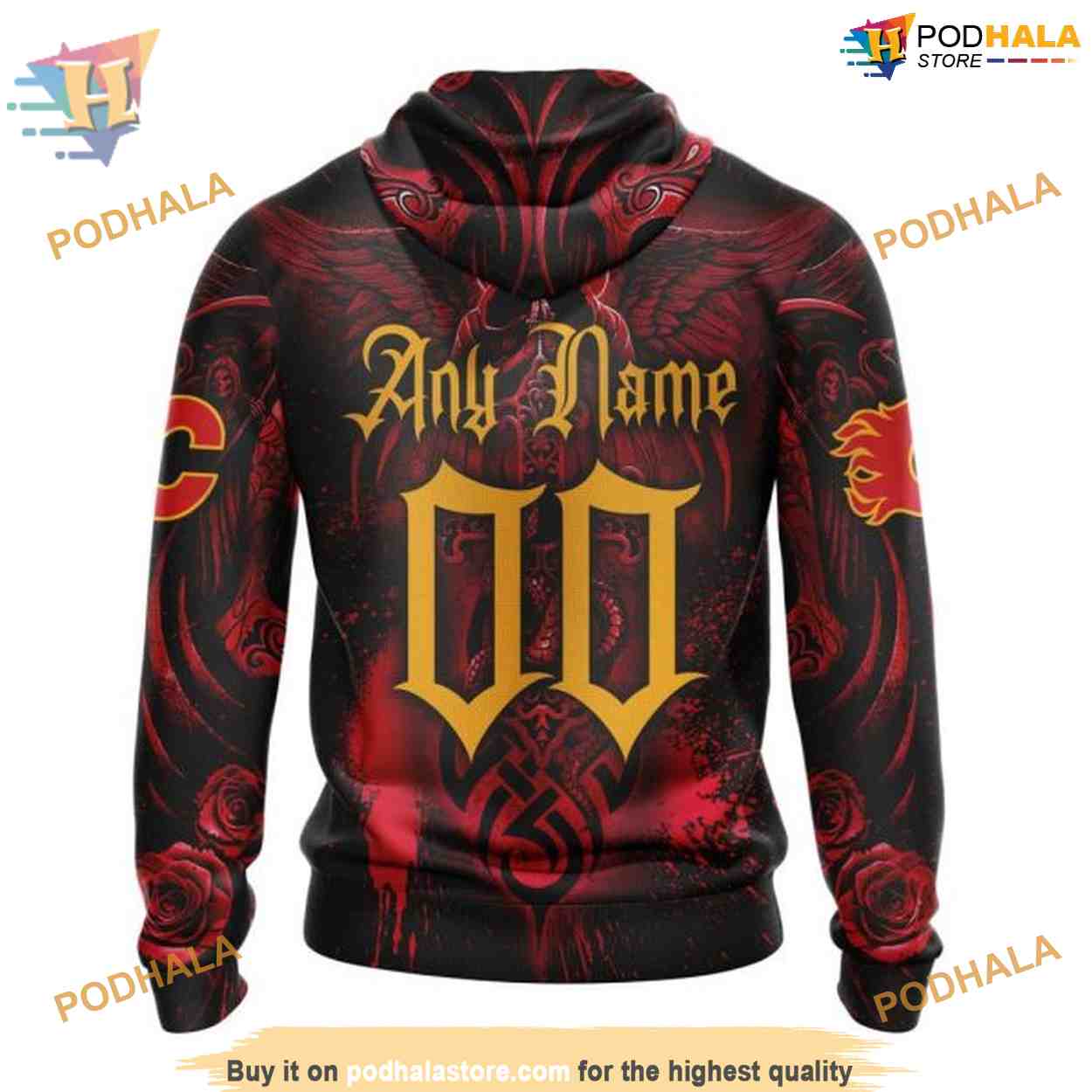 Custom Design With Skull Art NHL Calgary Flames Hoodie 3D Sweatshirt Custom Design With Skull Art NHL Calgary Flames Hoodie 3D Sweatshirt