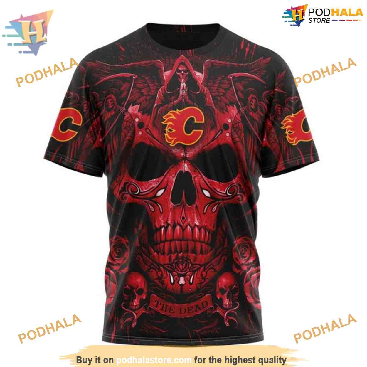 Custom Design With Skull Art NHL Calgary Flames Hoodie 3D Sweatshirt Custom Design With Skull Art NHL Calgary Flames Hoodie 3D Sweatshirt