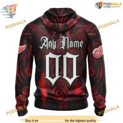 Custom Design With Skull Art NHL Detroit Red Wings Hoodie 3D