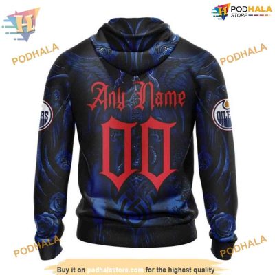 Custom Design With Skull Art NHL Edmonton Oilers Hoodie 3D