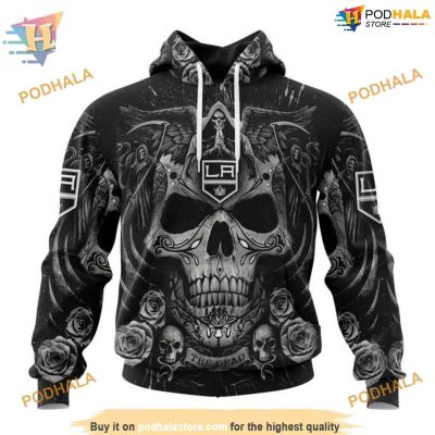 Custom Design With Skull Art NHL Los Angeles Kings Hoodie 3D