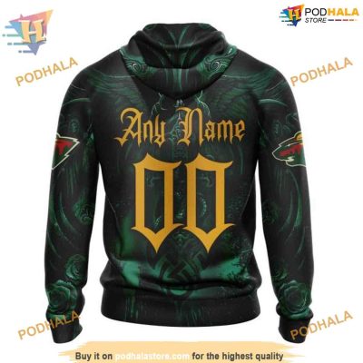Custom Design With Skull Art NHL Minnesota Wild Hoodie 3D