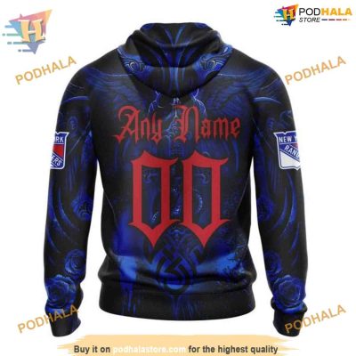 Custom Design With Skull Art NHL New York Rangers Hoodie 3D