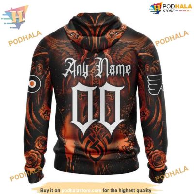 Custom Design With Skull Art NHL Philadelphia Flyers Hoodie 3D