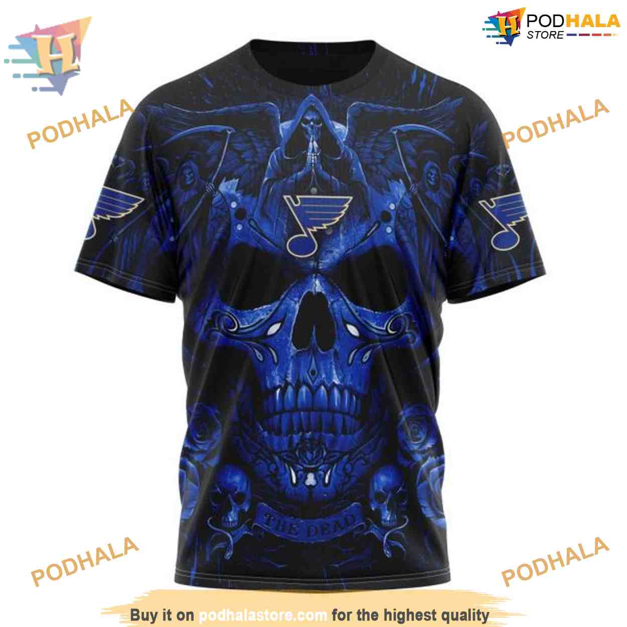 Custom Design With Skull Art NHL St. Louis Blues Hoodie 3D Sweatshirt Custom Design With Skull Art NHL St. Louis Blues Hoodie 3D Sweatshirt