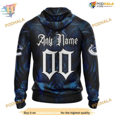 Custom Design With Skull Art NHL Vancouver Canucks Hoodie 3D