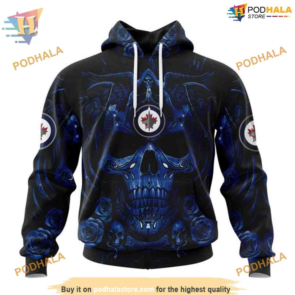 Custom Design With Skull Art NHL Winnipeg Jets Hoodie 3D Shirt Custom Design With Skull Art NHL Winnipeg Jets Hoodie 3D Shirt