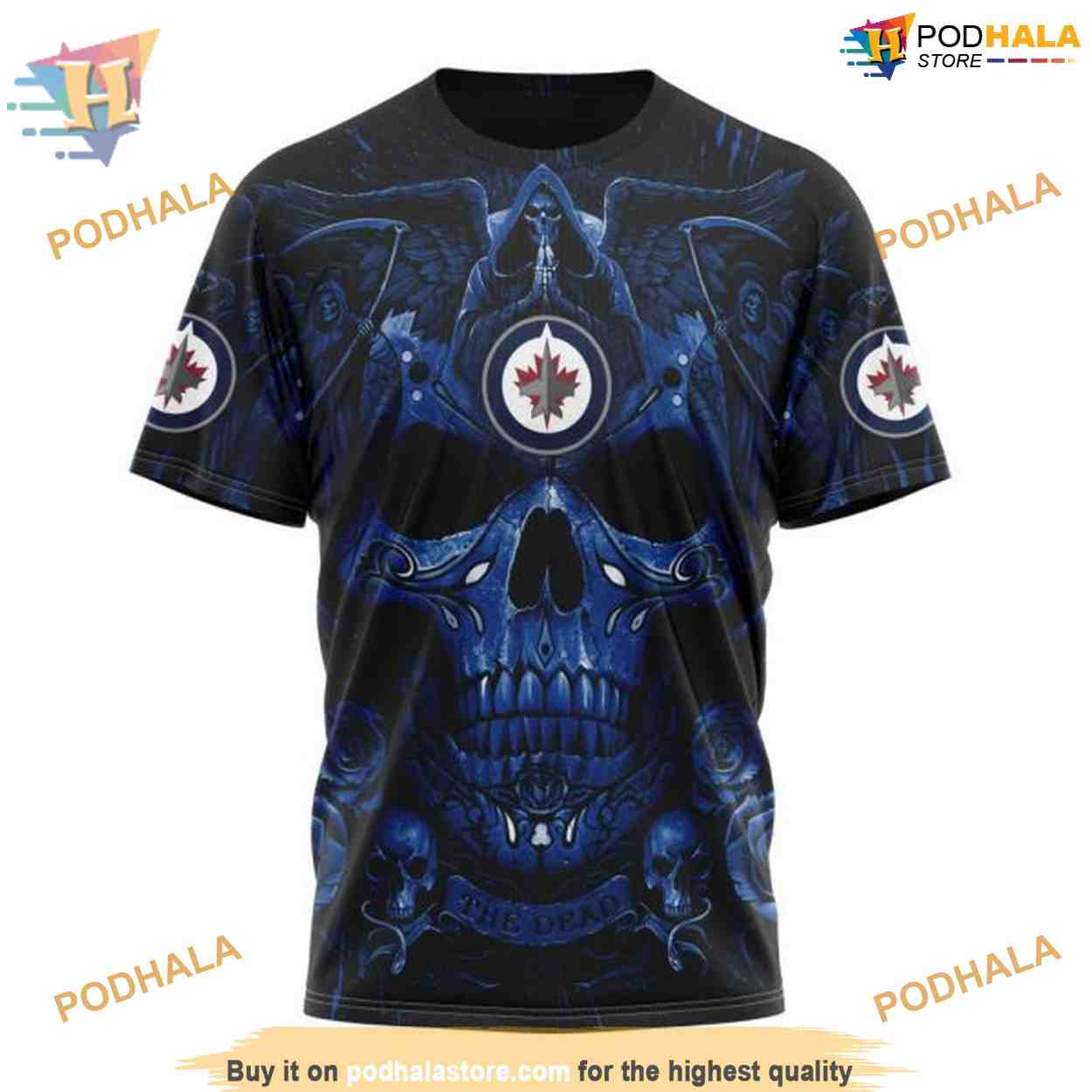 Custom Design With Skull Art NHL Winnipeg Jets Hoodie 3D Shirt Custom Design With Skull Art NHL Winnipeg Jets Hoodie 3D Shirt