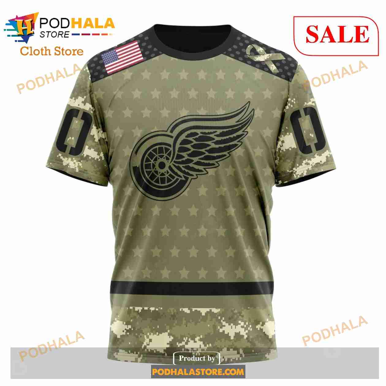 Custom Detroit Red Wings Camo Military Appreciation Sweatshirt NHL Hoodie 3D Custom Detroit Red Wings Camo Military Appreciation Sweatshirt NHL Hoodie 3D