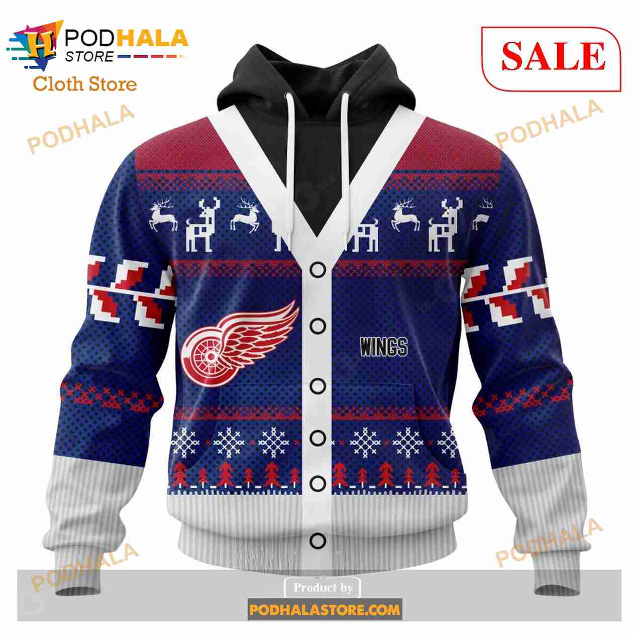Custom Detroit Red Wings Chrismas Season Sweatshirt NHL Hoodie 3D Custom Detroit Red Wings Chrismas Season Sweatshirt NHL Hoodie 3D
