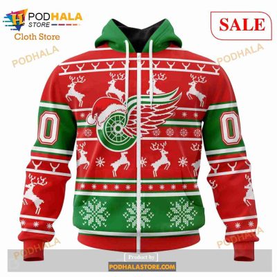 Custom Detroit Red Wings Christmas Sweatshirt NHL Hoodie 3D For Women Men