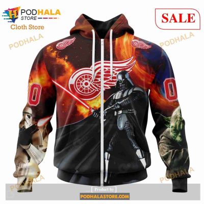 Custom Detroit Red Wings Design X Star War Sweatshirt NHL Hoodie 3D