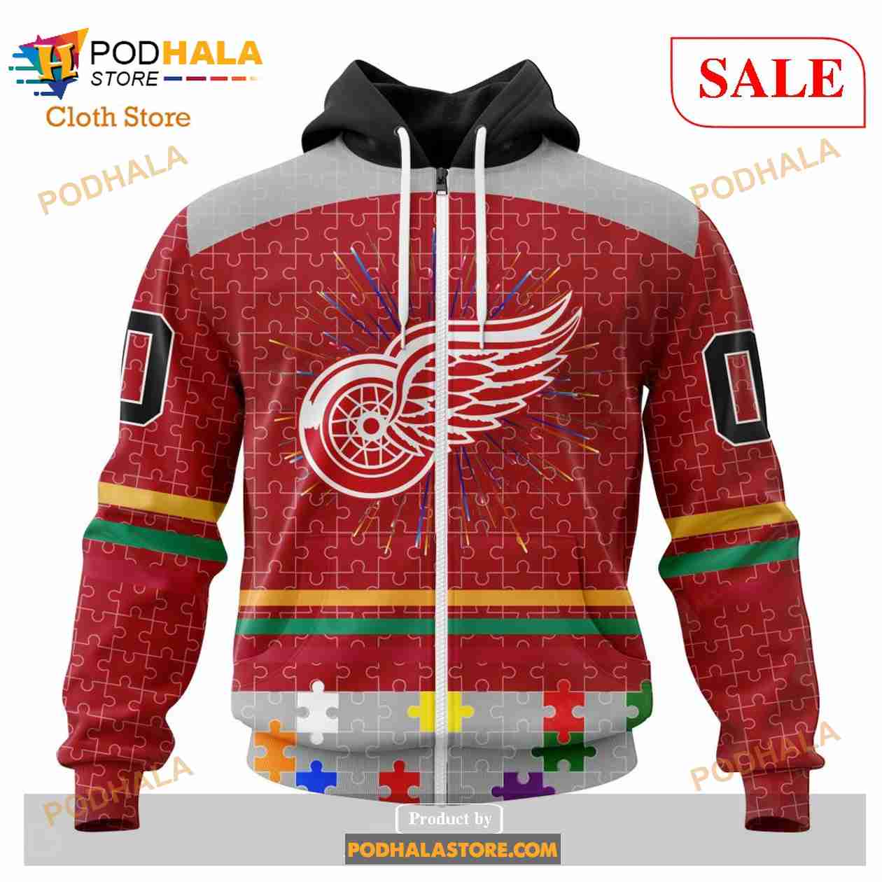 Custom Detroit Red Wings Fearless Aganst Autism Sweatshirt NHL Hoodie 3D Custom Detroit Red Wings Fearless Aganst Autism Sweatshirt NHL Hoodie 3D