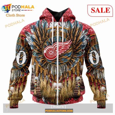 Custom Detroit Red Wings Native Costume Design Sweatshirt NHL Hoodie 3D