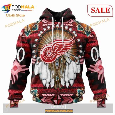 Custom Detroit Red Wings Native Costume Sweatshirt NHL Hoodie 3D