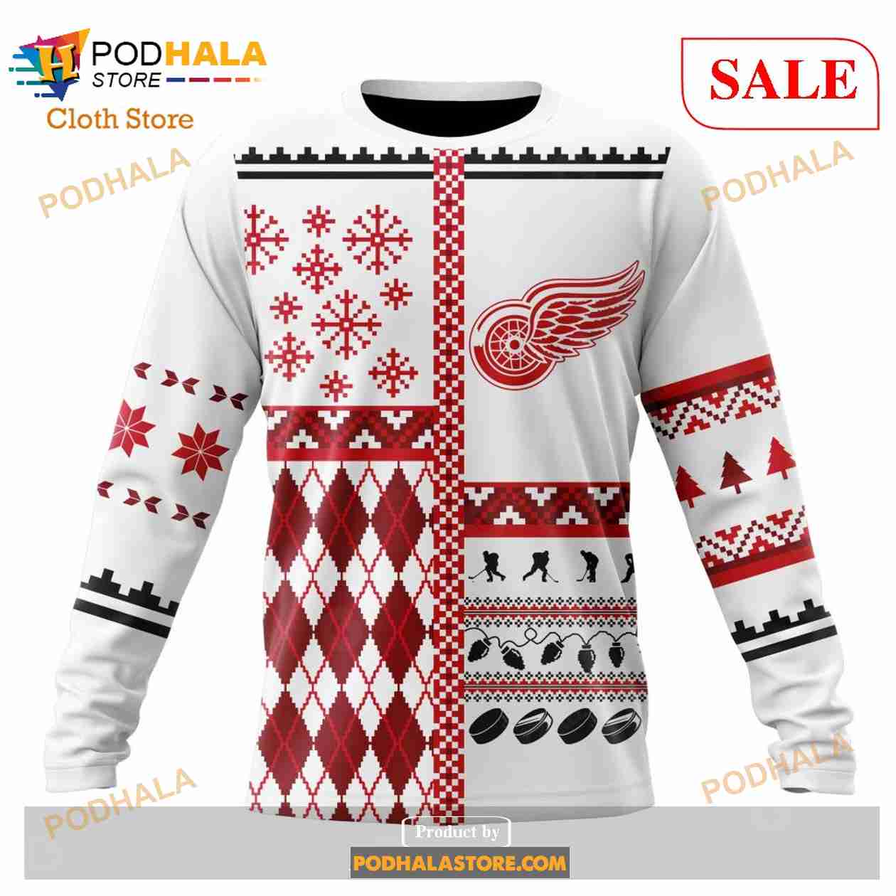 Custom Detroit Red Wings Unisex Christmas Sweatshirt NHL Hoodie 3D Custom Detroit Red Wings Unisex Christmas Sweatshirt NHL Hoodie 3D