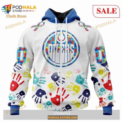 Custom Edmonton Oilers Autism Awareness Design Sweatshirt NHL Hoodie 3D