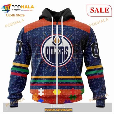 Custom Edmonton Oilers Fearless Aganst Autism Sweatshirt NHL Hoodie 3D