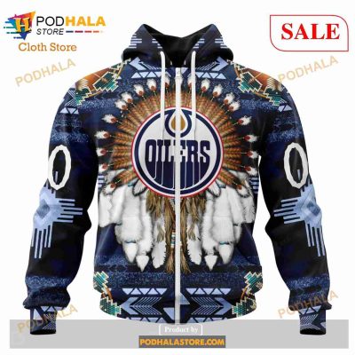 Custom Edmonton Oilers Native Costume Sweatshirt NHL Hoodie 3D