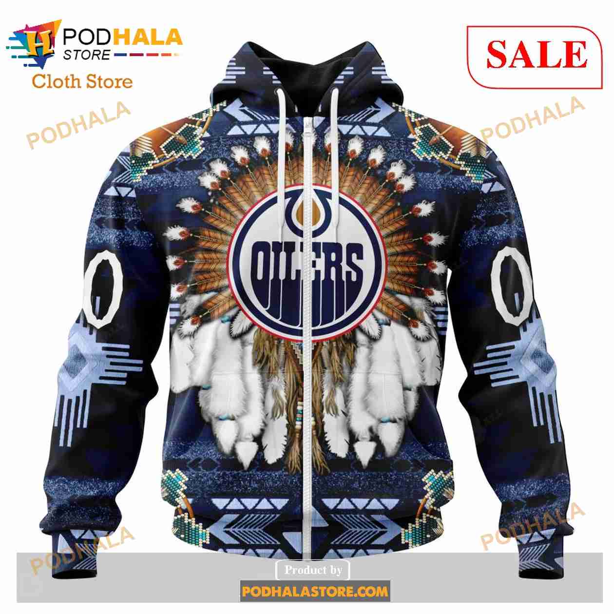 Custom Edmonton Oilers Native Costume Sweatshirt NHL Hoodie 3D Custom Edmonton Oilers Native Costume Sweatshirt NHL Hoodie 3D