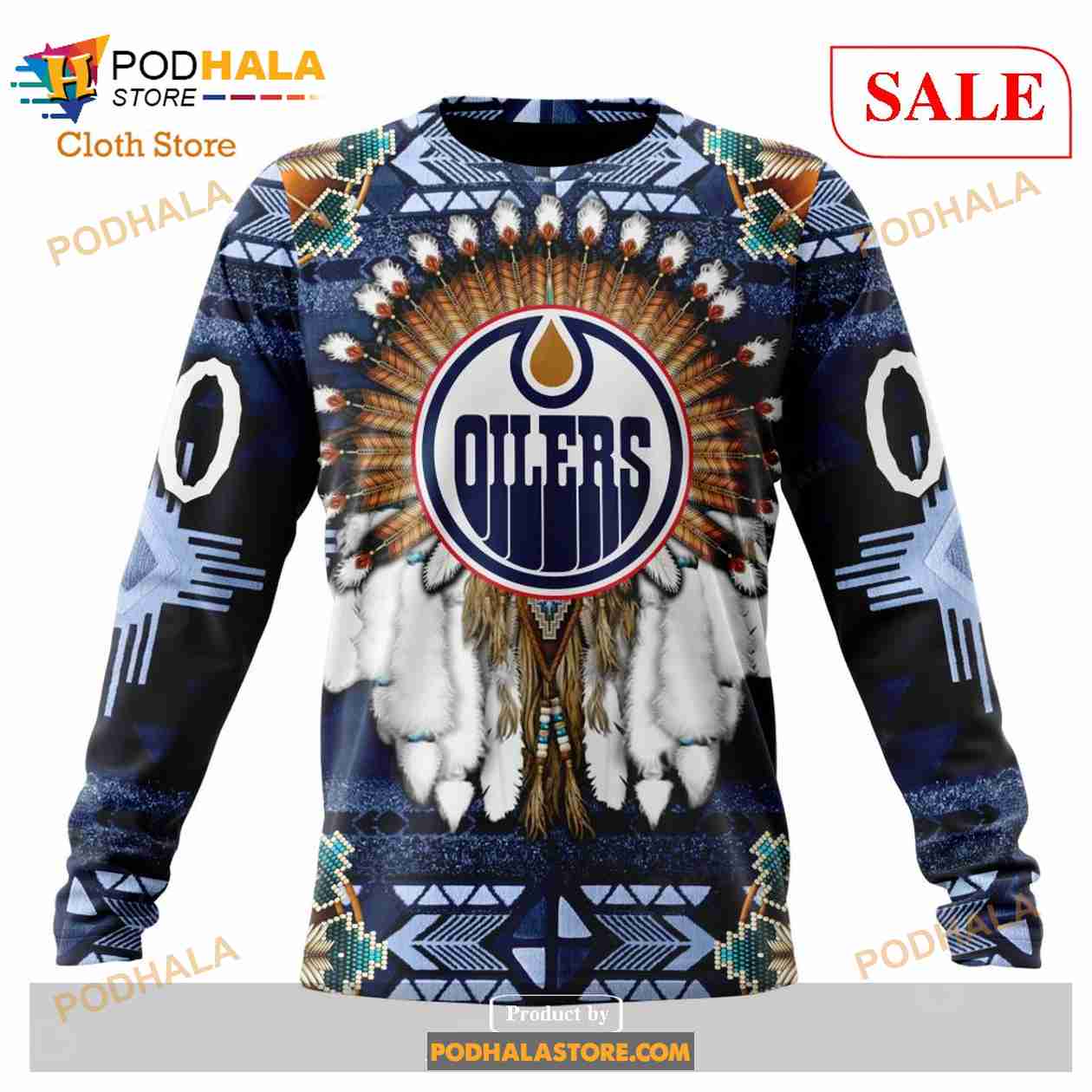 Custom Edmonton Oilers Native Costume Sweatshirt NHL Hoodie 3D Custom Edmonton Oilers Native Costume Sweatshirt NHL Hoodie 3D