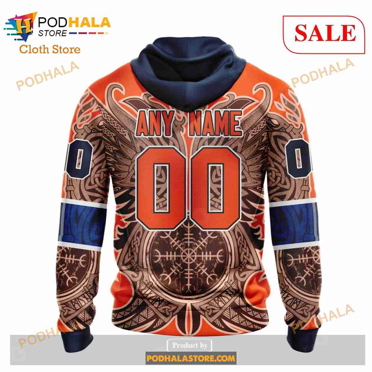 Custom Edmonton Oilers Norse Viking Symbols Sweatshirt NHL Hoodie 3D Custom Edmonton Oilers Norse Viking Symbols Sweatshirt NHL Hoodie 3D
