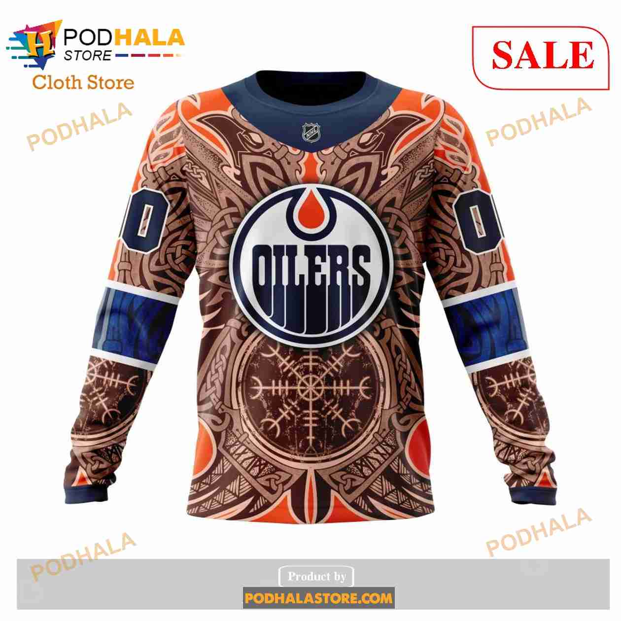Custom Edmonton Oilers Norse Viking Symbols Sweatshirt NHL Hoodie 3D Custom Edmonton Oilers Norse Viking Symbols Sweatshirt NHL Hoodie 3D