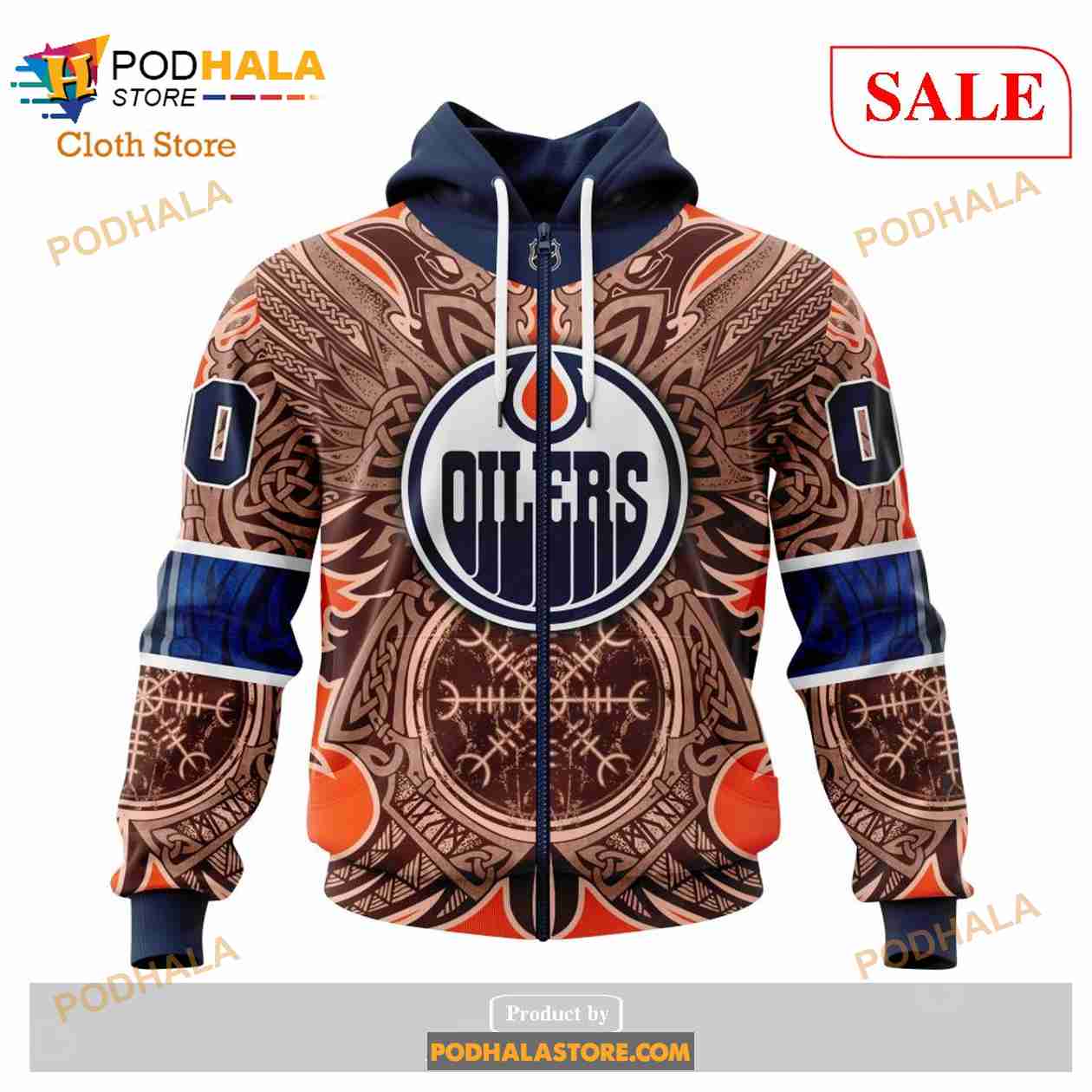 Custom Edmonton Oilers Norse Viking Symbols Sweatshirt NHL Hoodie 3D Custom Edmonton Oilers Norse Viking Symbols Sweatshirt NHL Hoodie 3D
