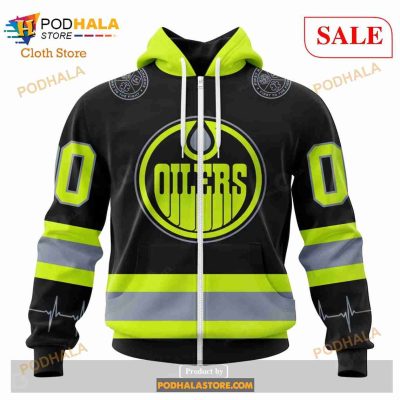 Custom Edmonton Oilers Unisex FireFighter Uniforms Color NHL Hoodie 3D