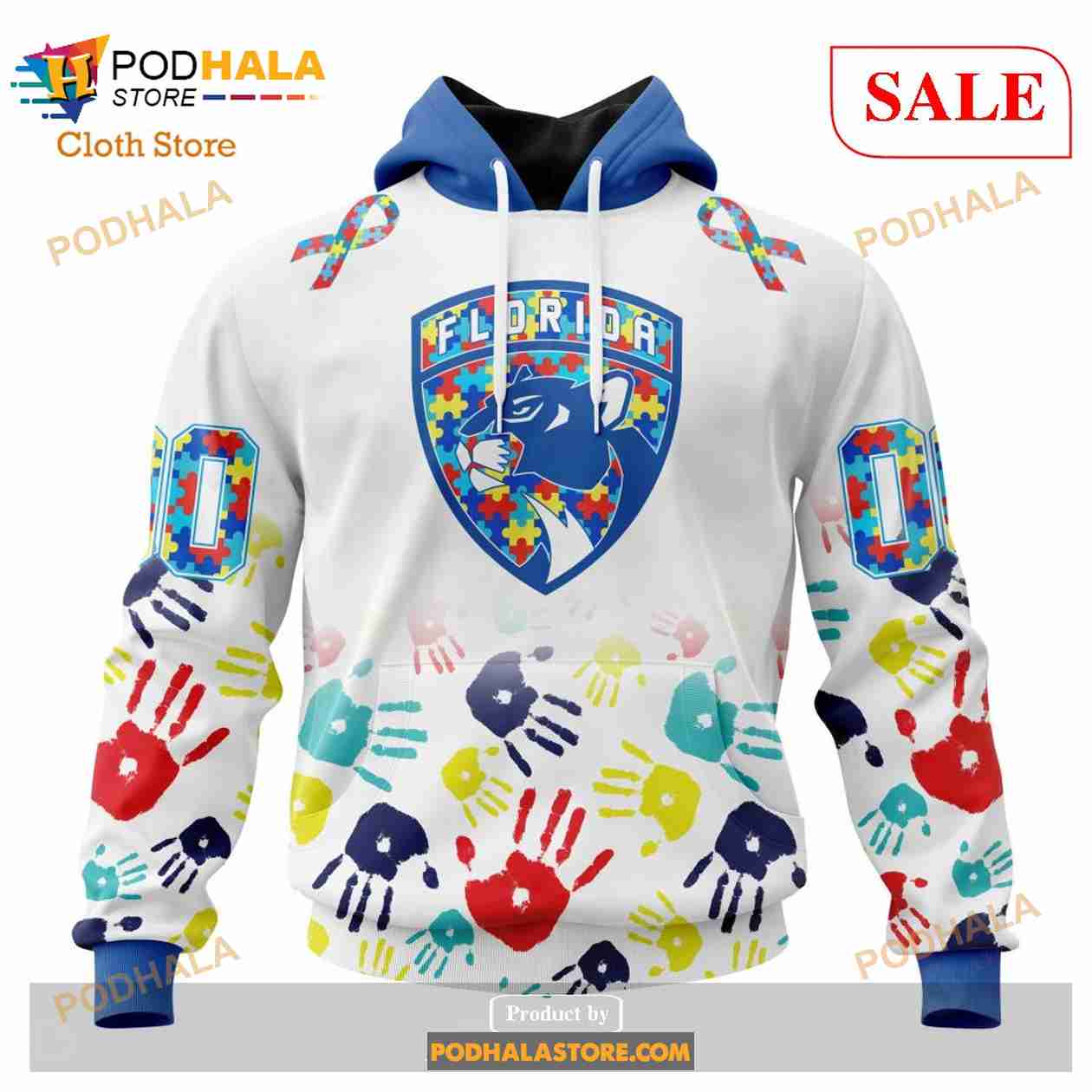 Custom Florida Panthers Autism Awareness Design NHL Hoodie 3D Custom Florida Panthers Autism Awareness Design NHL Hoodie 3D