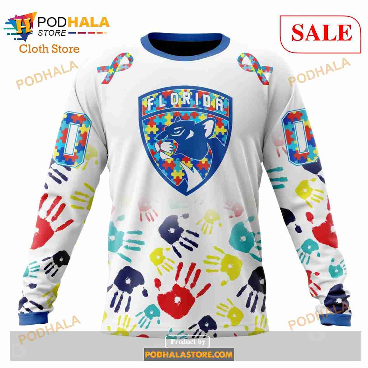 Custom Florida Panthers Autism Awareness Design NHL Hoodie 3D Custom Florida Panthers Autism Awareness Design NHL Hoodie 3D