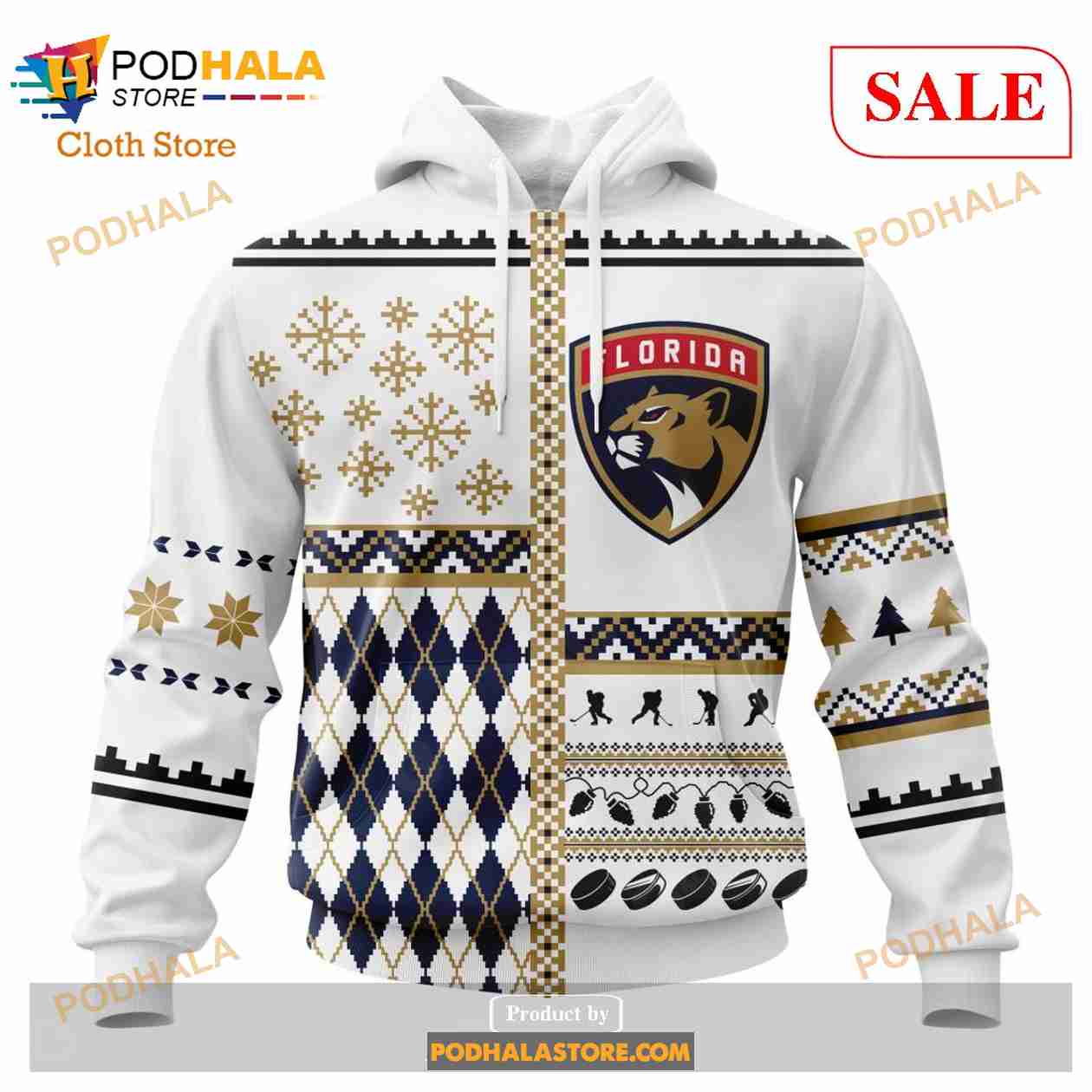 Custom Florida Panthers Unisex Christmas Sweatshirt NHL Hoodie 3D Custom Florida Panthers Unisex Christmas Sweatshirt NHL Hoodie 3D