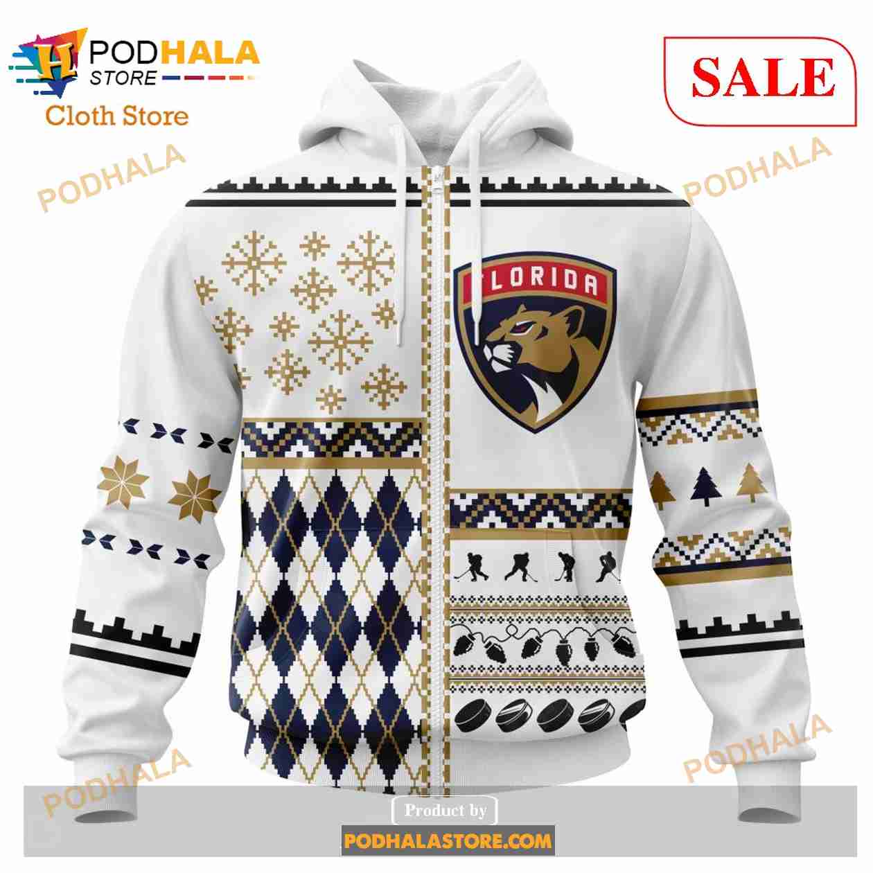 Custom Florida Panthers Unisex Christmas Sweatshirt NHL Hoodie 3D Custom Florida Panthers Unisex Christmas Sweatshirt NHL Hoodie 3D