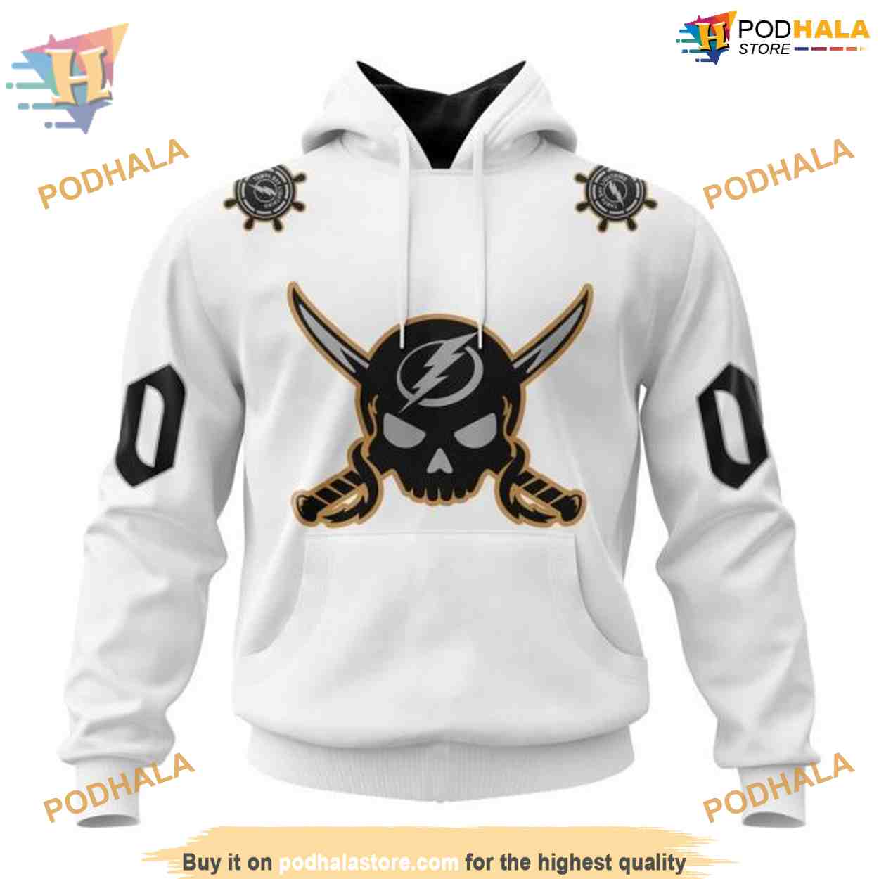 Custom Gasparilla Kits White NHL Tampa Bay Lightning Hoodie 3D Custom Gasparilla Kits White NHL Tampa Bay Lightning Hoodie 3D