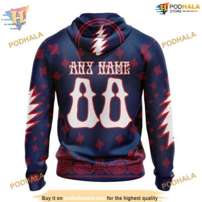 Custom Grateful Dead Design NHL Columbus Blue Jackets Hoodie 3D