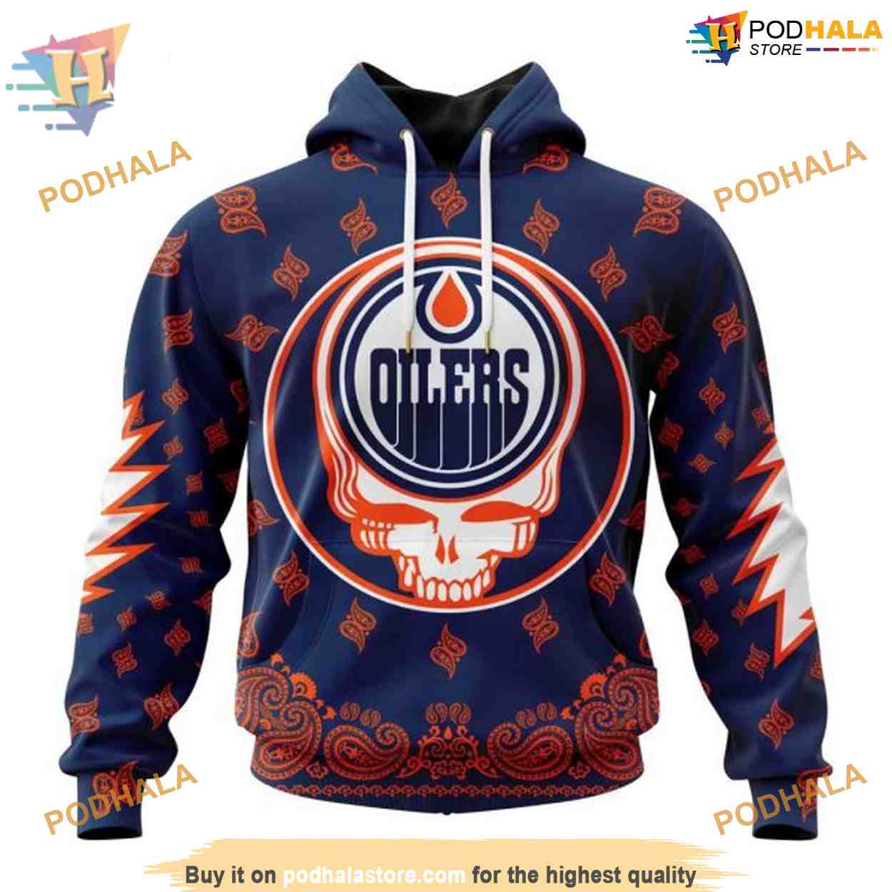 Custom Grateful Dead Design NHL Edmonton Oilers Hoodie 3D Custom Grateful Dead Design NHL Edmonton Oilers Hoodie 3D