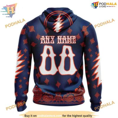 Custom Grateful Dead Design NHL Edmonton Oilers Hoodie 3D